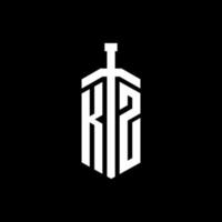 kz logo monogram met zwaard element lint ontwerpsjabloon vector