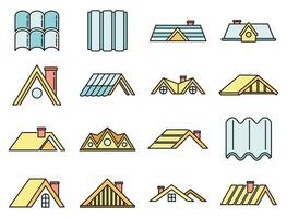 huis dak pictogrammen reeks vector kleur