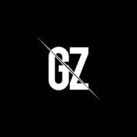 gz logo monogram met slash stijl ontwerpsjabloon vector