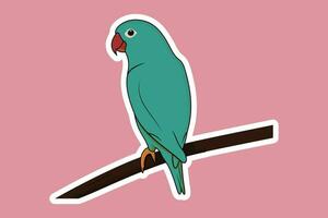 groen modern en gemakkelijk papegaai vogel sticker ontwerp vector illustratie. dier natuur icoon concept. abstract emblemen papegaai sticker ontwerp logo.