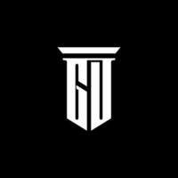 gu monogram logo met embleem stijl geïsoleerd op zwarte achtergrond vector