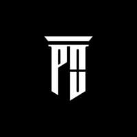 po monogram logo met embleem stijl geïsoleerd op zwarte achtergrond vector