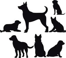 vector, geïsoleerd zwart silhouet van een hond, collectie vector