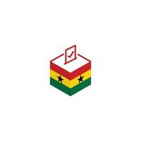 Ghana verkiezing concept, democratie, stemmen stemming doos met vlag. vector icoon illustratie