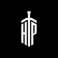 hp logo monogram met zwaard element lint ontwerpsjabloon vector