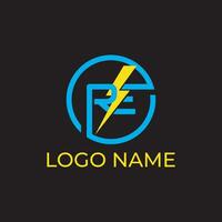 opnieuw eerste cirkel en elektrisch icoon logo ontwerp vector