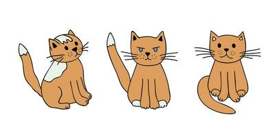 hand- getrokken kat clip art. schattig huisdier tekening reeks vector