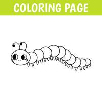 insect kleur bladzijde, schattig afdrukken met lijn rups. afdrukbare werkblad met oplossing voor school- en peuter. vector tekenfilm illustratie.