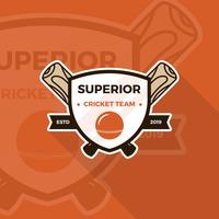 Platte vintage cricket logo badge vector sjabloon