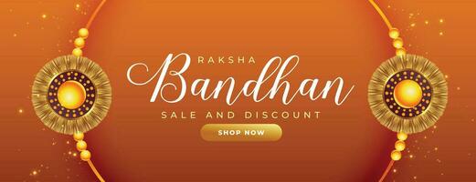 mooi raksha bandhan uitverkoop banier met realistisch rakhi ontwerp vector
