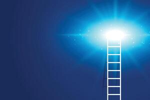 beklimming ladder met gloeiend licht achtergrond vector