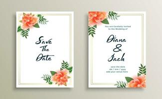 bruiloft kaart uitnodiging ontwerp met bloem decoratie vector