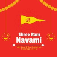 shree RAM navami wensen kaart in vlak kleuren vector