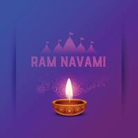 RAM navami groet met diya ontwerp vector