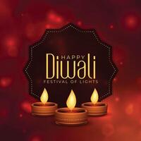 gelukkig diwali achtergrond met diya olie lampen vector