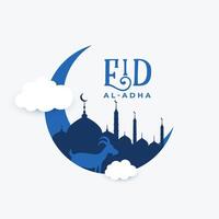 vlak papier stijl eid al adha Bakri festival mooi hoor achtergrond vector