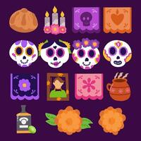 hand getekend dia de Muertos illustratie reeks vector