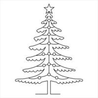 doorlopend een lijn schattig Kerstmis boom en ster hand- getrokken schets vector tekening minimalistische ontwerp