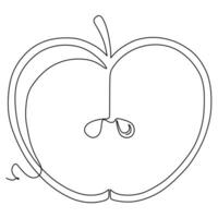 een doorlopend lijn tekening gesneden gezond appels biologisch voor boomgaard logo. vers tropisch vrucht concept voor fruit tuin icoon. modern single lijn trek grafisch ontwerp vector illustratie