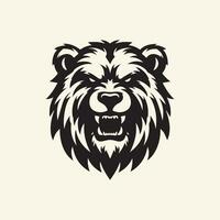 grizzly beer hoofd met boos uitdrukking, vector illustratie.
