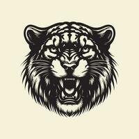 tijger hoofd. vector illustratie in wijnoogst stijl voor t-shirt ontwerp.
