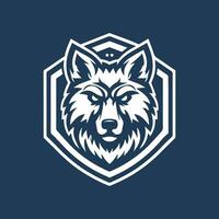 wolf hoofd logo sjabloon. vector illustratie geïsoleerd Aan donker blauw achtergrond.