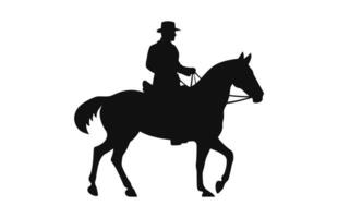 silhouet van een cavalerie soldaat Aan te paard zwart vector vrij