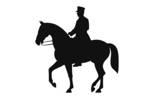 silhouet van een cavalerie soldaat Aan te paard zwart vector vrij