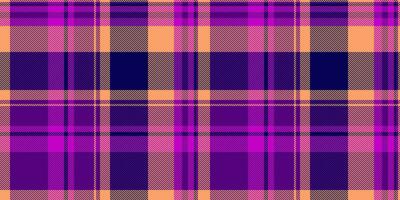 rij patroon achtergrond plaid, het drukken naadloos controleren vector. inspiratie textiel kleding stof structuur Schotse ruit in Purper en oranje kleuren. vector