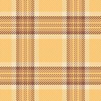 goud structuur kleding stof plaid, gebogen textiel vector tartan. Kerstmis kaart naadloos achtergrond patroon controleren in oranje en rood kleuren.