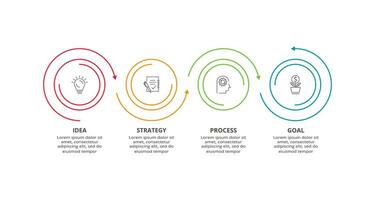 lijn concept voor infographic met 4 stappen, opties, onderdelen of processen. bedrijf gegevens visualisatie. vector