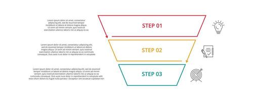 lijn concept voor infographic met 3 stappen, opties, onderdelen of processen. bedrijf gegevens visualisatie. vector