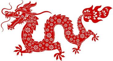 gelukkig Chinese nieuw jaar 2024 jaar van de draak dierenriem. vector hand- getrokken illustratie
