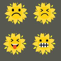 verzameling van verschil emoticon icoon van schattig zon tekenfilm Aan wit achtergrond vector illustratie