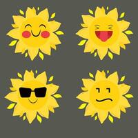 verzameling van verschil emoticon icoon van schattig zon tekenfilm Aan wit achtergrond vector illustratie
