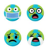 reeks van schattig planeet aarde emoticons. aarde karakter in verschillend uitdrukkingen. kan worden gebruik icoon, logo, gematigd, aarde dag. vector