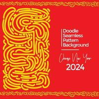 vector hand- getrokken tekening Chinese nieuw jaar 2024 thema elementen patroon abstract achtergrond