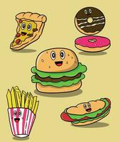 vrij tekening junk food vector illustratie