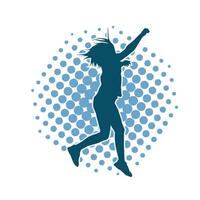 silhouet van een vrouw danser in actie houding. silhouet van een vrouw dansen gelukkig. vector