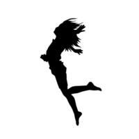 silhouet van een vrouw danser in actie houding. silhouet van een vrouw dansen gelukkig. vector