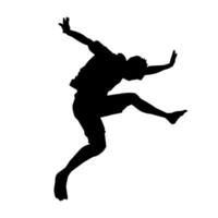 silhouet van een sportief Mens springen. silhouet van een danser mannetje in actie houding. vector