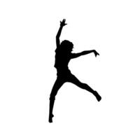 silhouet van een vrouw danser in actie houding. silhouet van een vrouw dansen gelukkig. vector