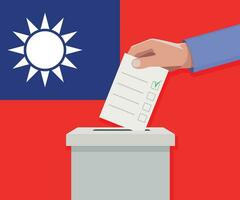 Taiwan verkiezing concept. hand- zet stemmen bulletin vector