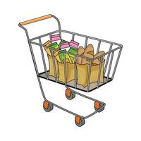 illustratie van boodschappen doen trolley vector