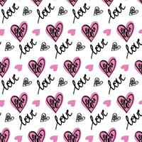 elegant grafisch naadloos patroon met roze harten en woord liefde. achtergrond vector