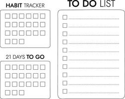 naar Doen lijst voor doelen en gewoonte trackers, 21 dagen, Sjablonen. minimalistisch ontwerp. vector illustratie