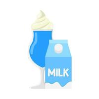 milkshake vanille met doos melk illustratie vector