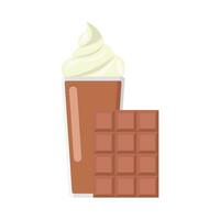 milkshake chocola met bar chocola illustratie vector