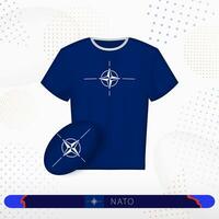 nato rugby Jersey met rugby bal van nato Aan abstract sport achtergrond. vector