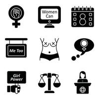 feminisme glyph pictogrammensets vector